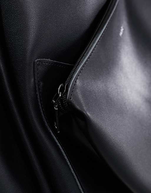 PASQ - Borsa shopping morbida oversize nera con pochette rimovibile, 2 di 4