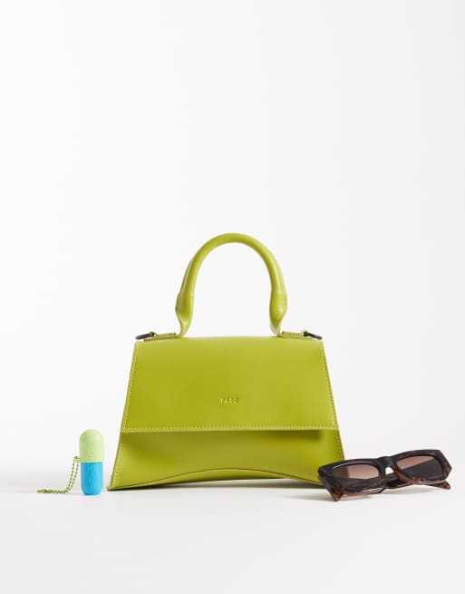 PASQ - Borsetta a mano con fondo arrotondato verde chartreuse con tracolla, 2 di 4