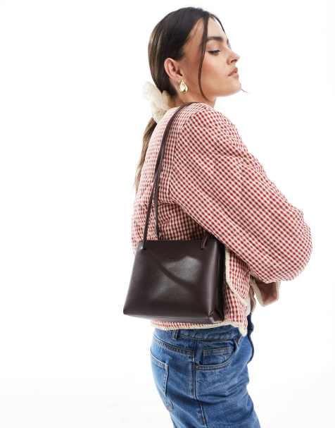 PASQ box bag with adjustable crossbody strap in dark brown - view 1
