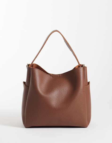 PASQ – Brązowa torebka typu bucket z paskiem crossbody - view 1