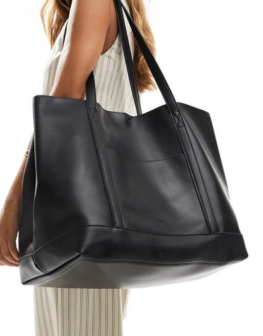 PASQ - Cabas souple oversize avec poche devant et pochette intérieure - Noir , 4 de 4