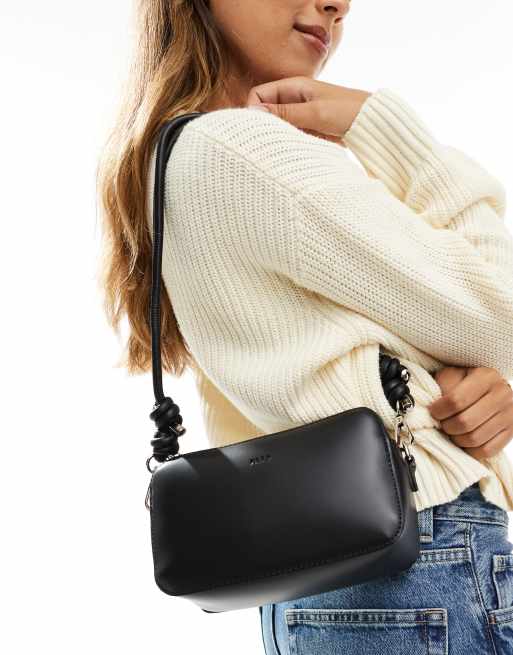 PASQ - Camera bag nera con tracolla annodata 