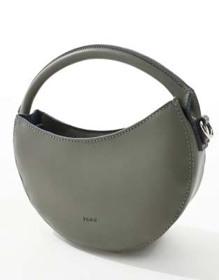 Pasq Circle Grab Bag With Crossbody Strap In Gray