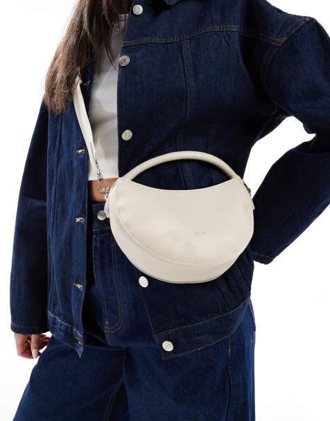 PASQ - Cirkelvormige handtas met crossbody band in gebroken wit - view 1