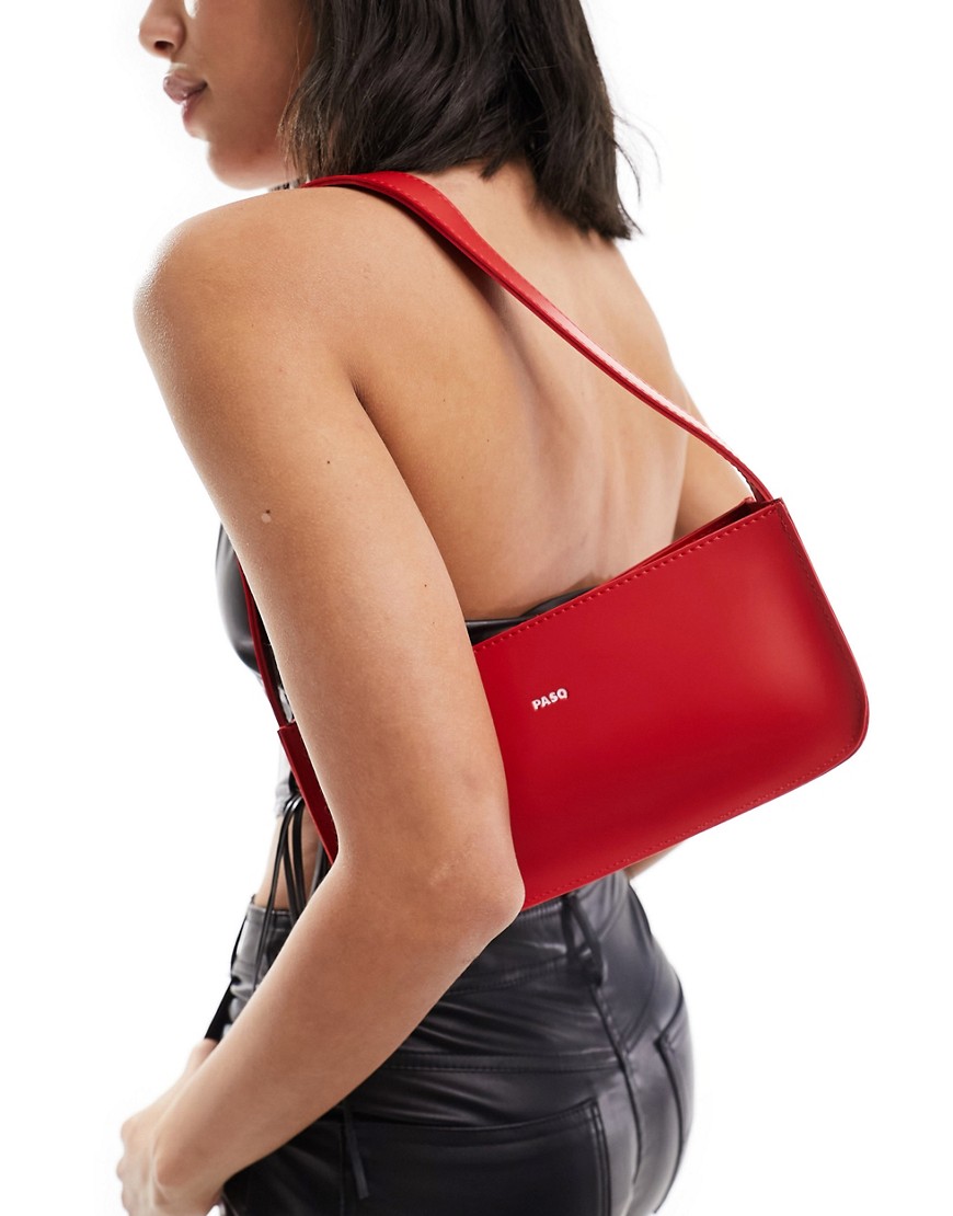 PASQ clean baguette shoulder bag in red