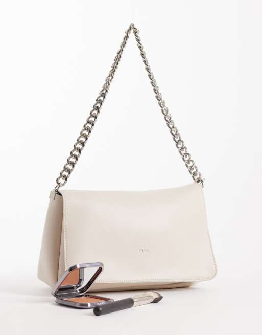 PASQ - Crossbody tas met flap en ketting in beige, 2 van 4