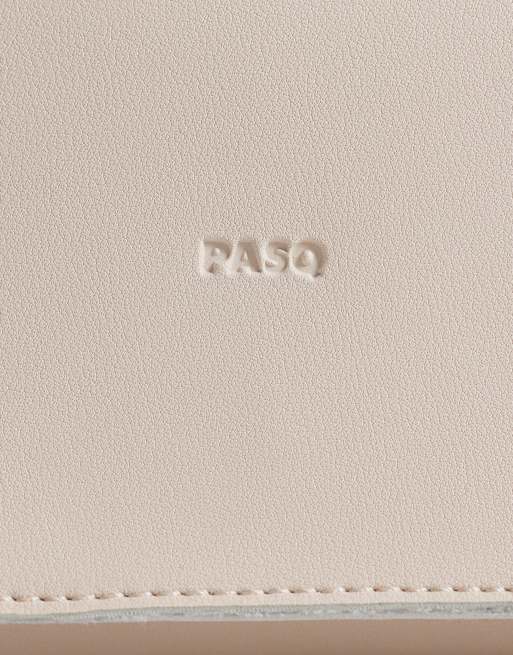 PASQ - Crossbody tas met flap en ketting in beige, 4 van 4