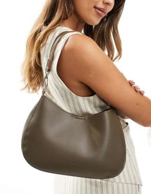 curved shoulder bag in olive green