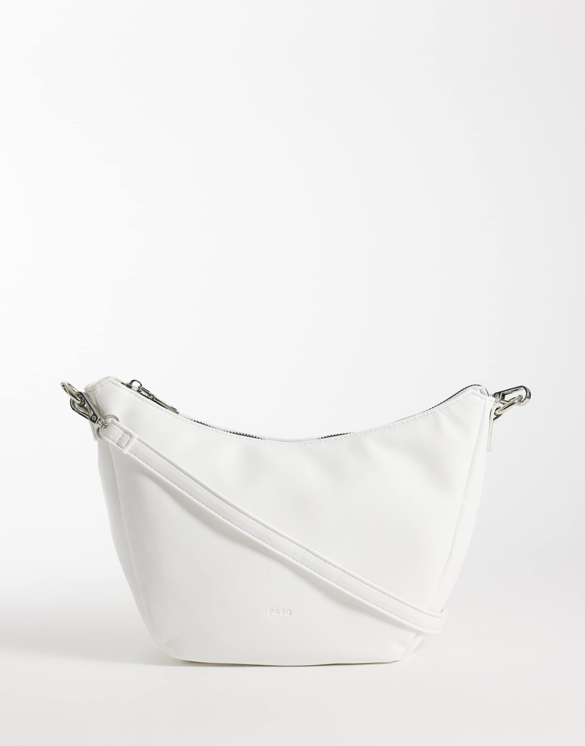 pasq curved slouch cross body bag in white
