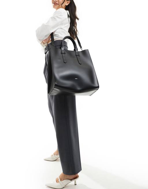 PASQ – Czarna usztywniana torba typu tote z odpinanym paskiem crossbody