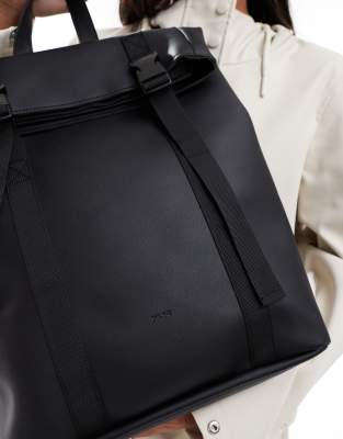 Pasq Double Clip Roll Top Backpack In Black