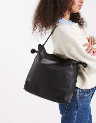 PASQ PASQ draw string soft shoulder bag in black