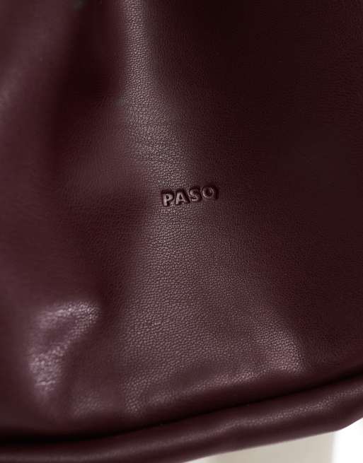 PASQ drawstring soft shoulder bag in burgundy
