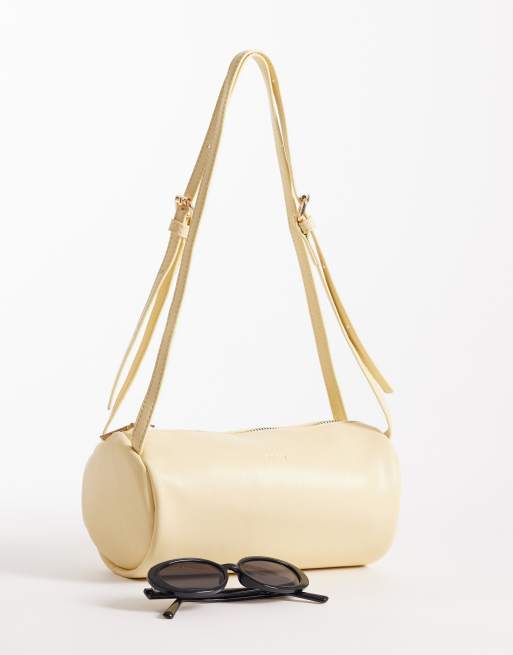 PASQ dual strap barrel bag in butter yellow, 2 of 4