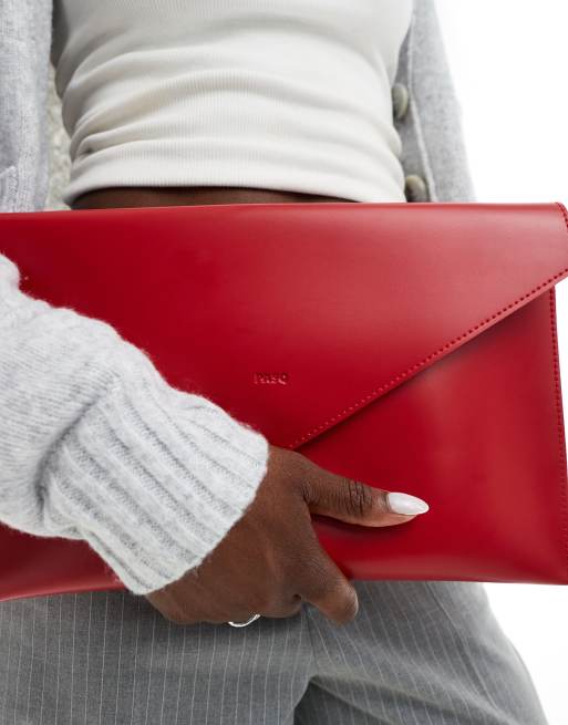 PASQ envelope clutch bag in bright red ASOS