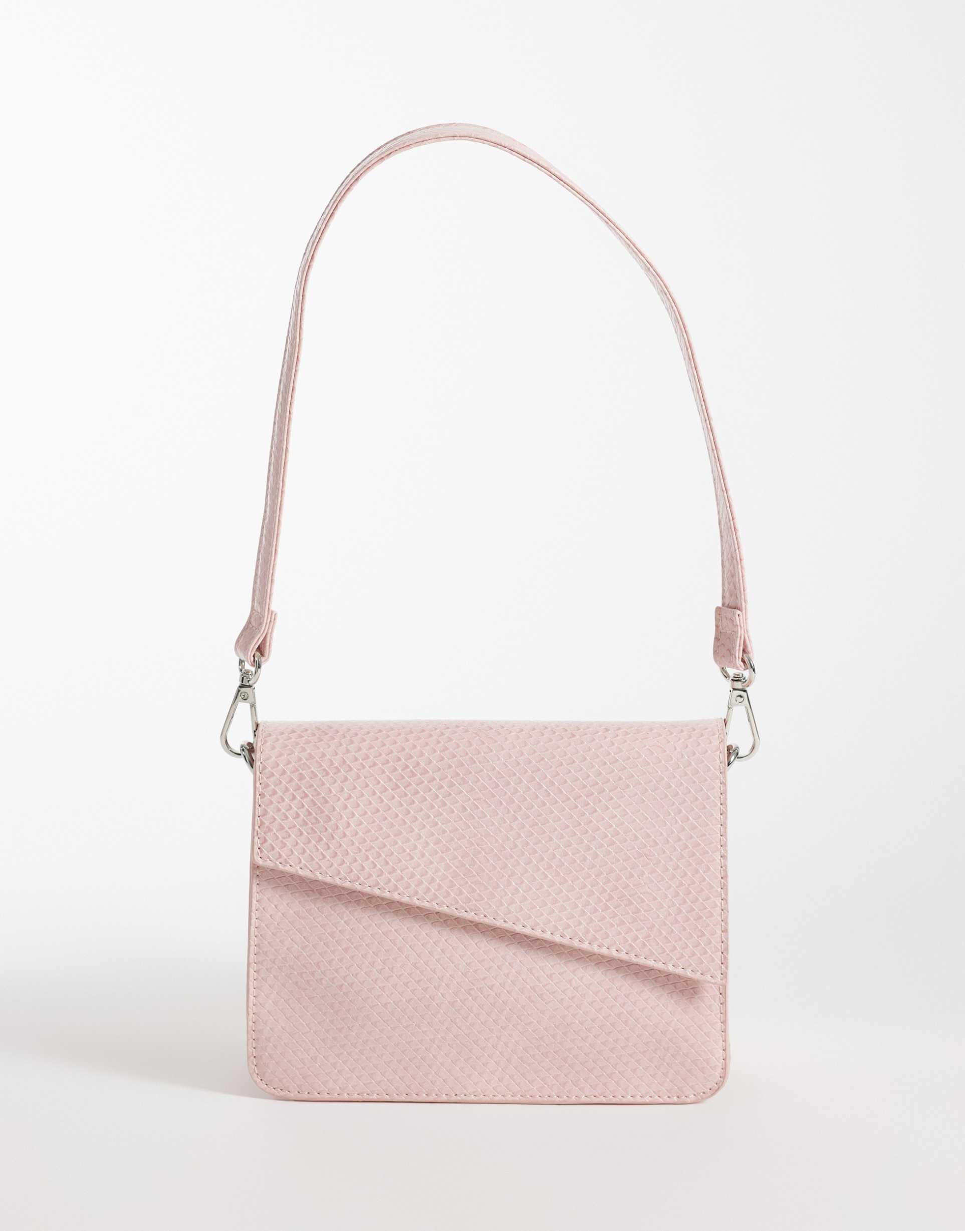pasq faux reptile cross body bag in pink