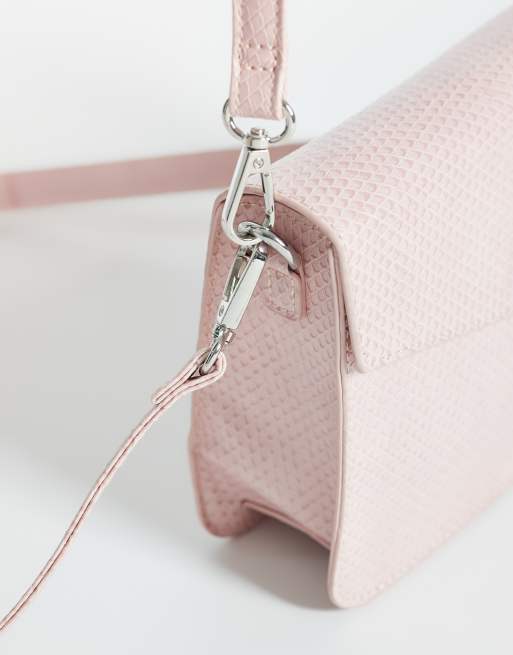 PASQ faux reptile cross body bag in pink, 3 of 4