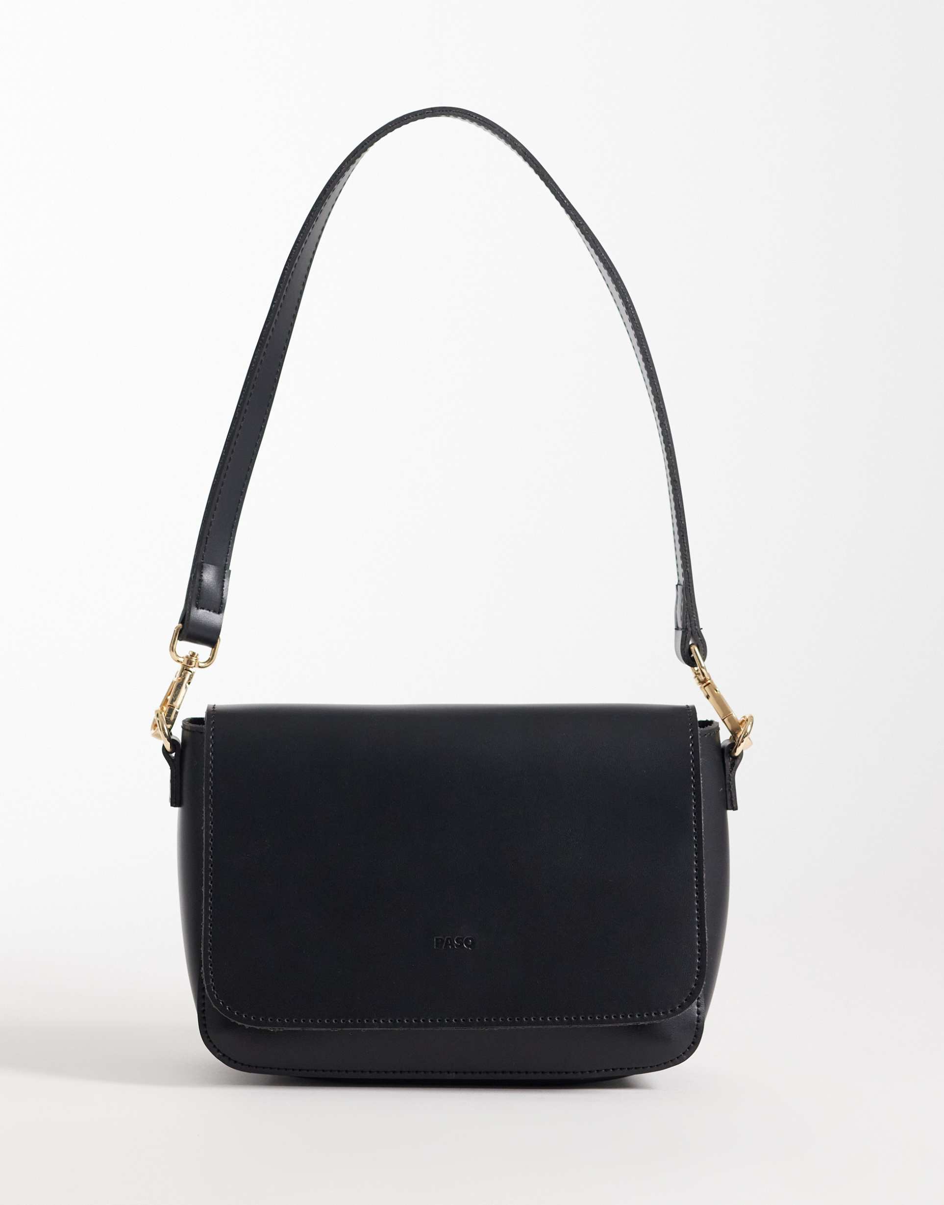 pasq flap top cross body bag in black