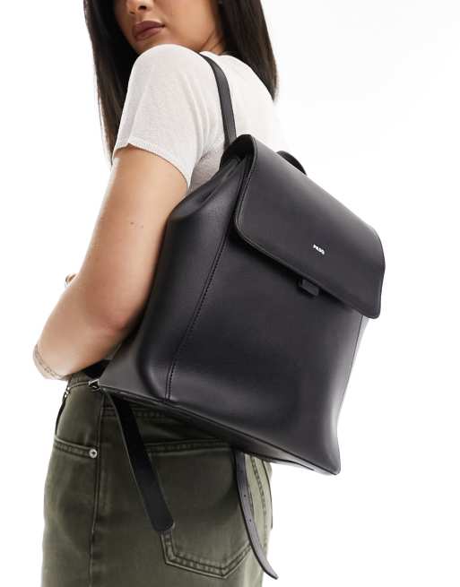 PASQ flapover backpack in black ASOS