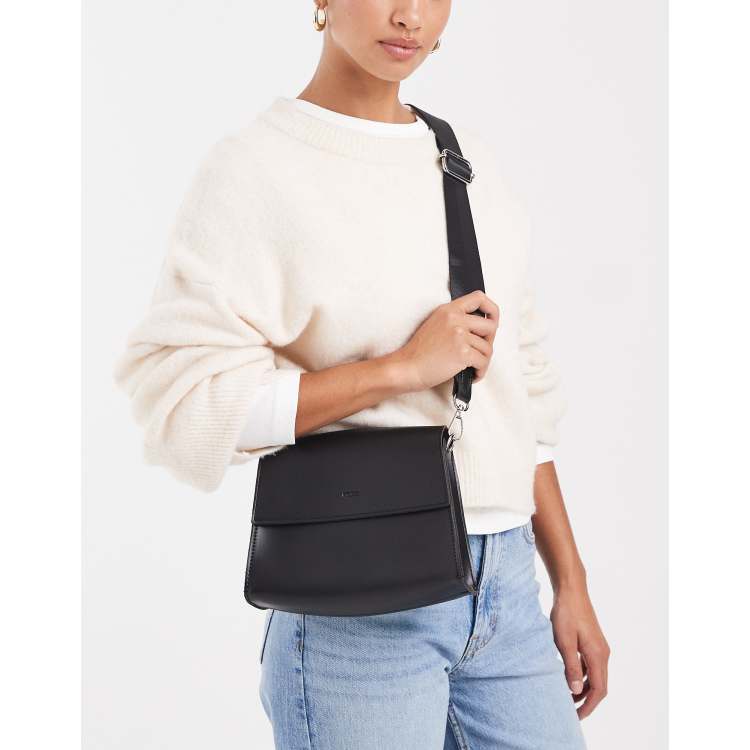 PASQ flapover classic crossbody bag in black | ASOS