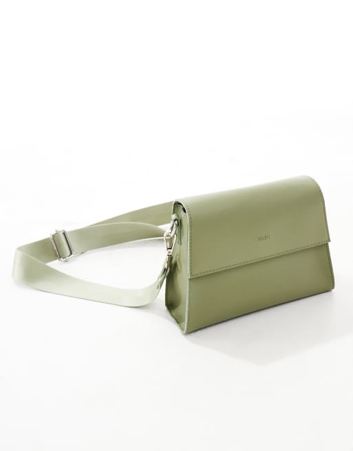 PASQ - Sac bandoulière classique avec partie supérieure rabattue - Vert matcha