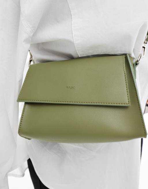 PASQ - Sac bandoulière classique avec partie supérieure rabattue - Vert matcha