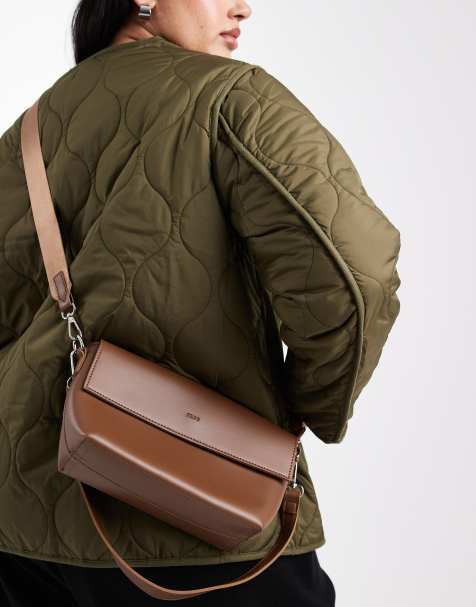 PASQ - Gråbrun skuldertaske med crossbody-strop og flap - view 1
