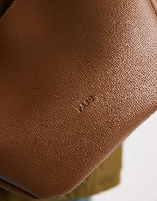 PASQ grain shoulder bag with crossbody strap in brown , 4 of 4