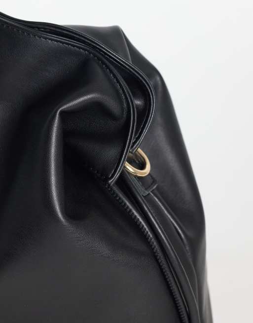 PASQ grand sac bandoulière à cordon de serrage noir, 3 de 4