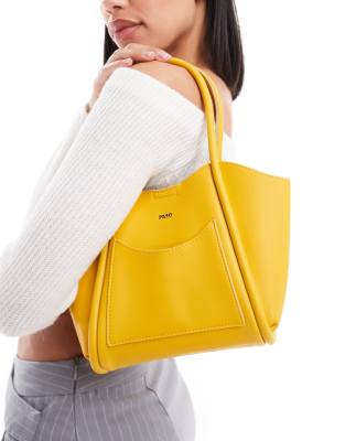 PASQ – Gul, liten toteväska med handtag och framficka