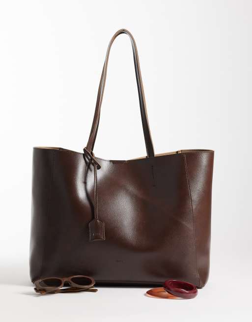 PASQ – Klasyczna torba typu tote w kolorze ciemnej czekolady, 2 z 4