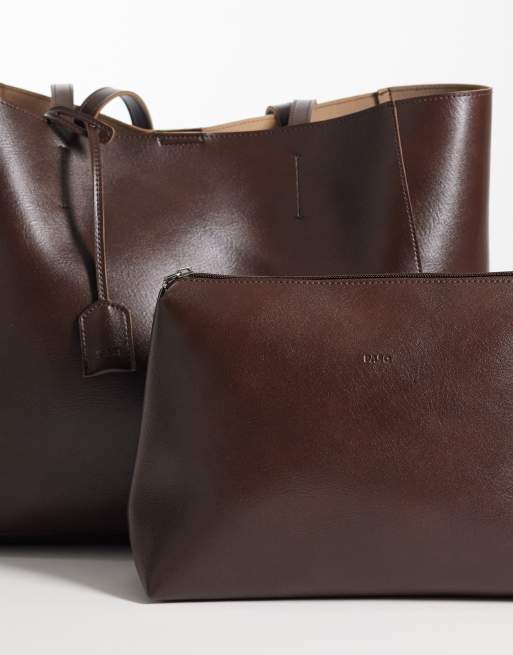 PASQ – Klasyczna torba typu tote w kolorze ciemnej czekolady, 3 z 4