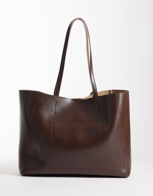 PASQ – Klasyczna torba typu tote w kolorze ciemnej czekolady, 4 z 4