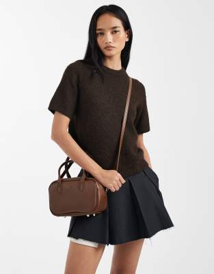 PASQ - Kleine Handtasche in Braun mit Henkel und Umhängeriemen-Brown