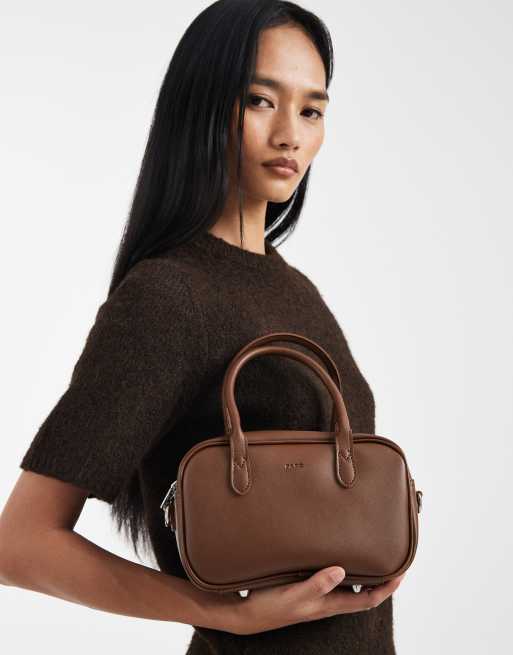 PASQ – Kleine Handtasche in Braun mit Henkel und Umhängeriemen, 2 von 4