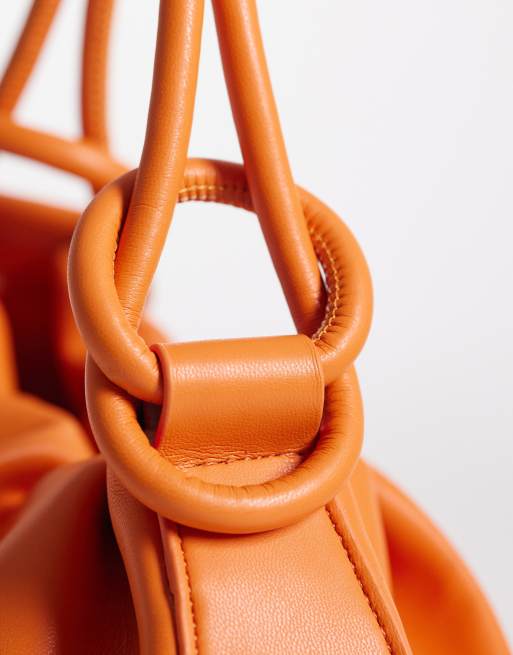 PASQ knot detail grab bag in orange, 3 of 4