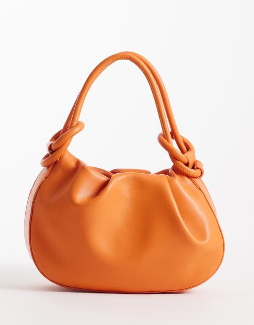 PASQ knot detail grab bag in orange, 4 of 4