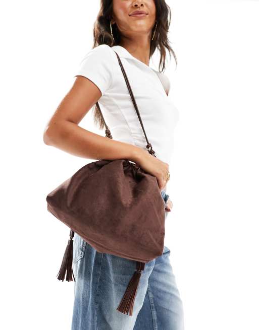 PASQ – Kordelzug-Tasche aus Wildlederimitat in Braun, 3 von 4