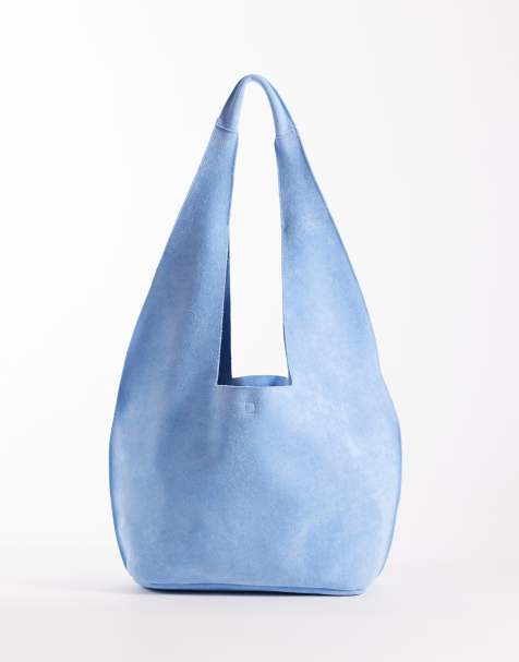 PASQ large slouch curved tote bag in bright blue - view 1