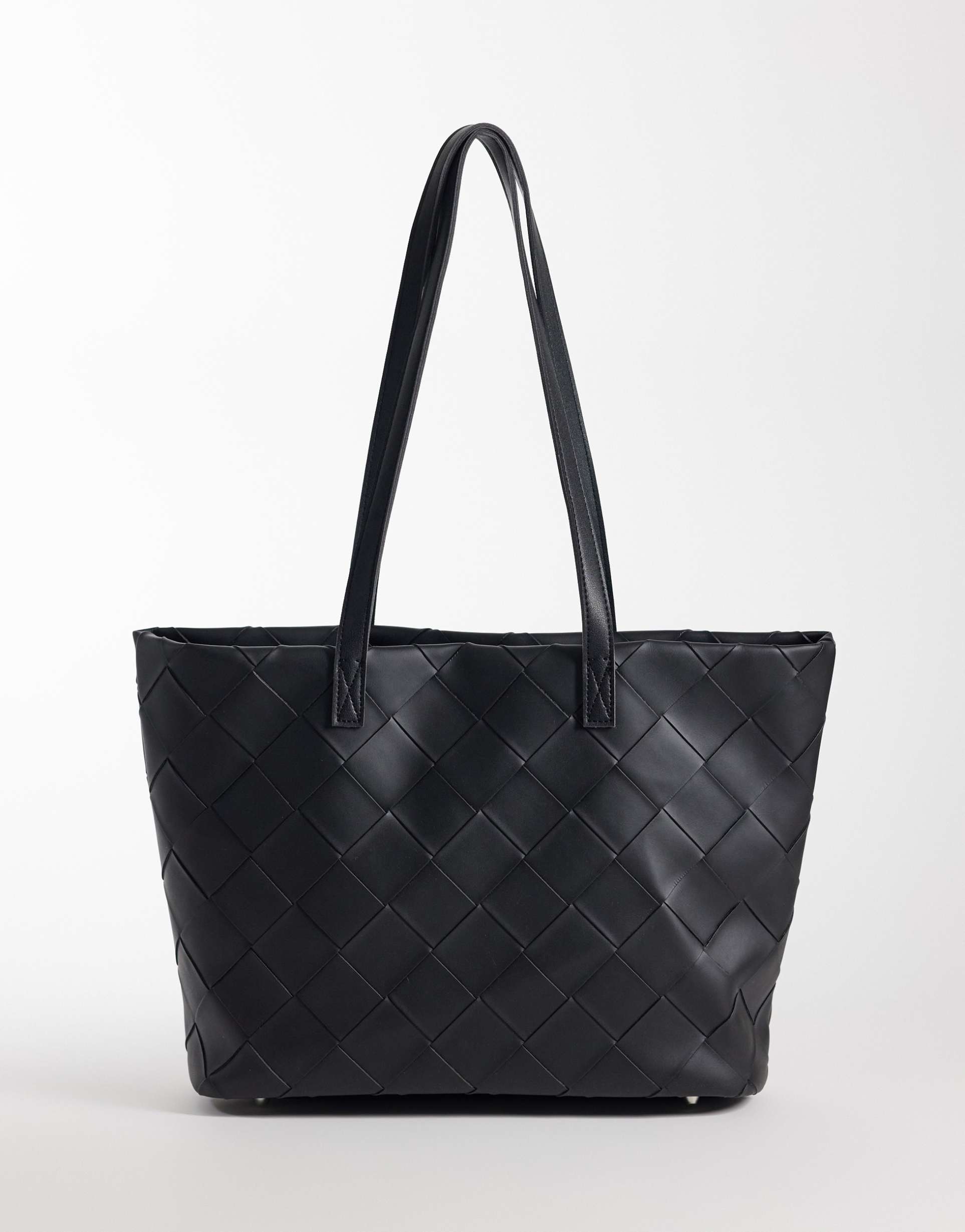 pasq large weave tote bag in black