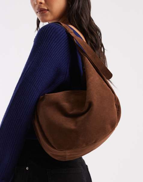 PASQ – Lässige Schultertasche aus Wildlederimitat in Braun - view 1