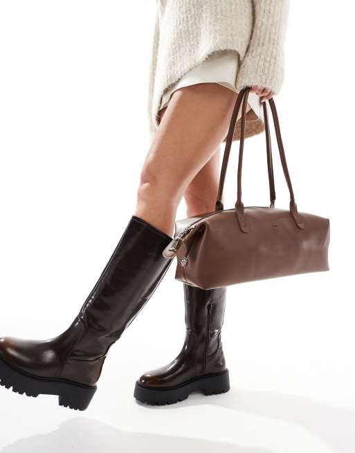 PASQ long shoulder bag in brown 