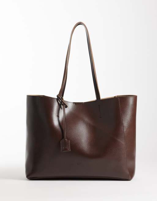 PASQ - Maxi borsa classica color cioccolato scuro