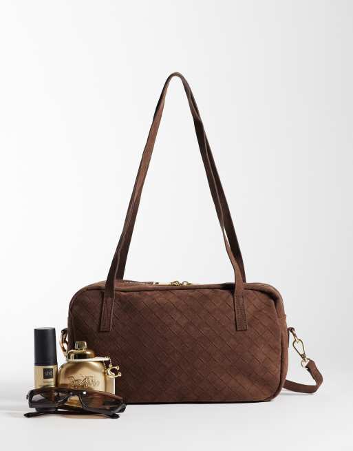 PASQ mellanstor vävd bowlingväska i chokladbrun, 2 av 4