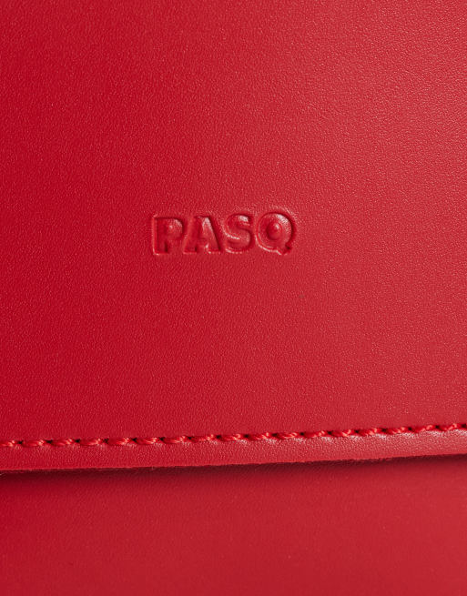 PASQ mini borsa a mano con fondo curvo e tracolla in rosso acceso, 3 di 4