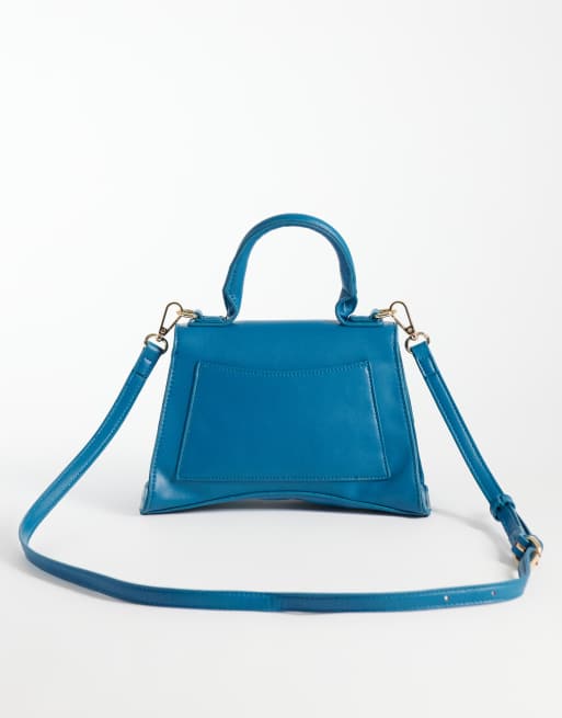 PASQ mini borsa a mano con fondo curvo e tracolla in teal, 4 di 4