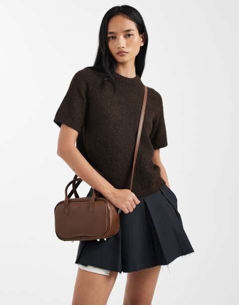 PASQ - Mini crossbody tas met handvat bovenop in bruin - view 1