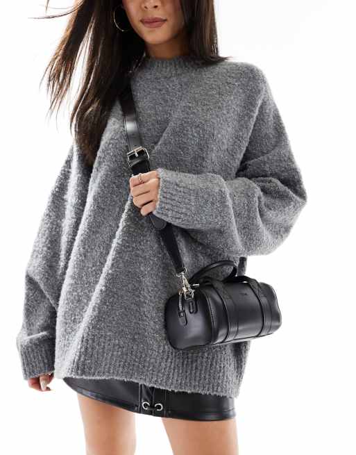 PASQ mini grab carryall bag with crossbody strap in black