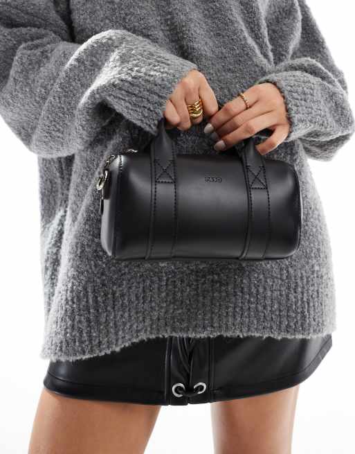 PASQ mini grab carryall bag with crossbody strap in black