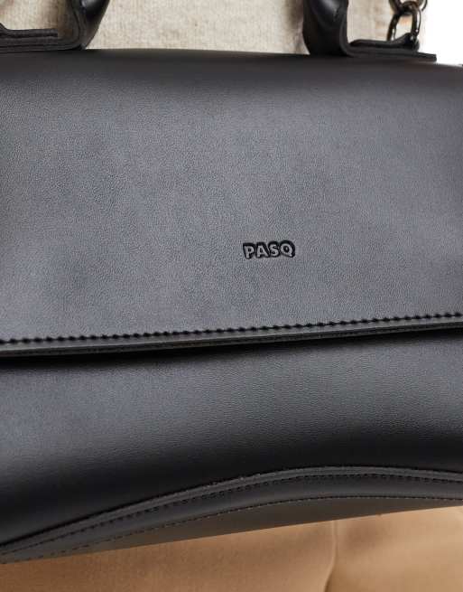 PASQ - Mini sac à main avec base incurvée et bandoulière - Noir, 3 de 4